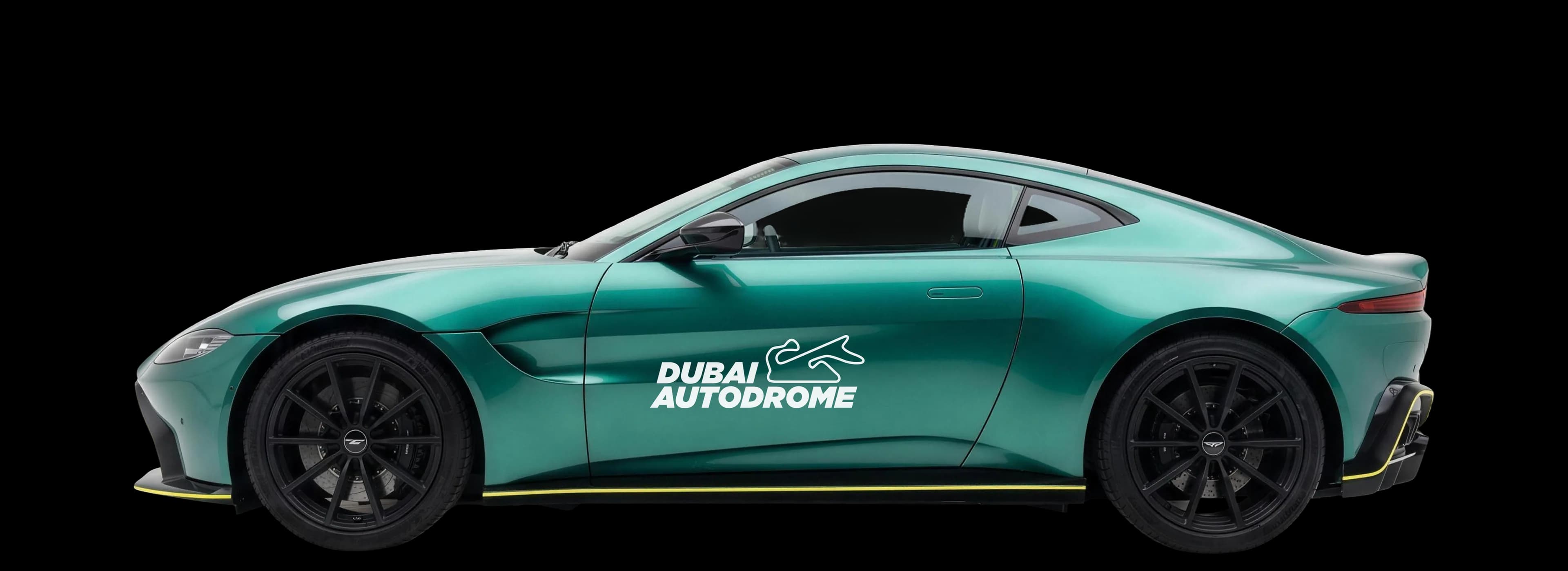 Aston Martin Vantage in Dubai Autodrome livery, side view