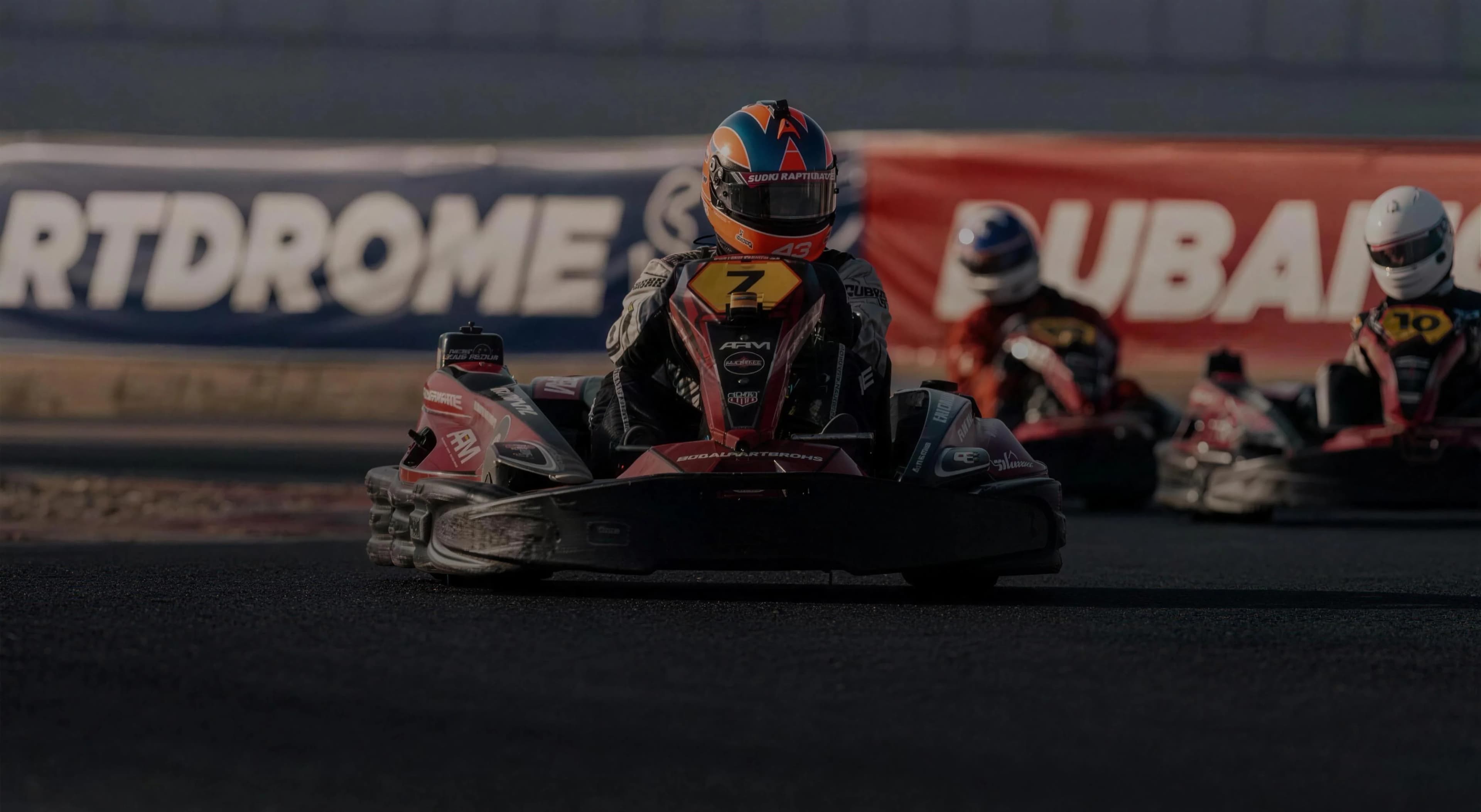 Karts racing at the Dubai Kartdrome