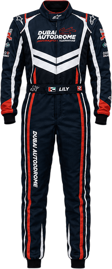 Custom Daka race suit in Dubai Autodrome livery